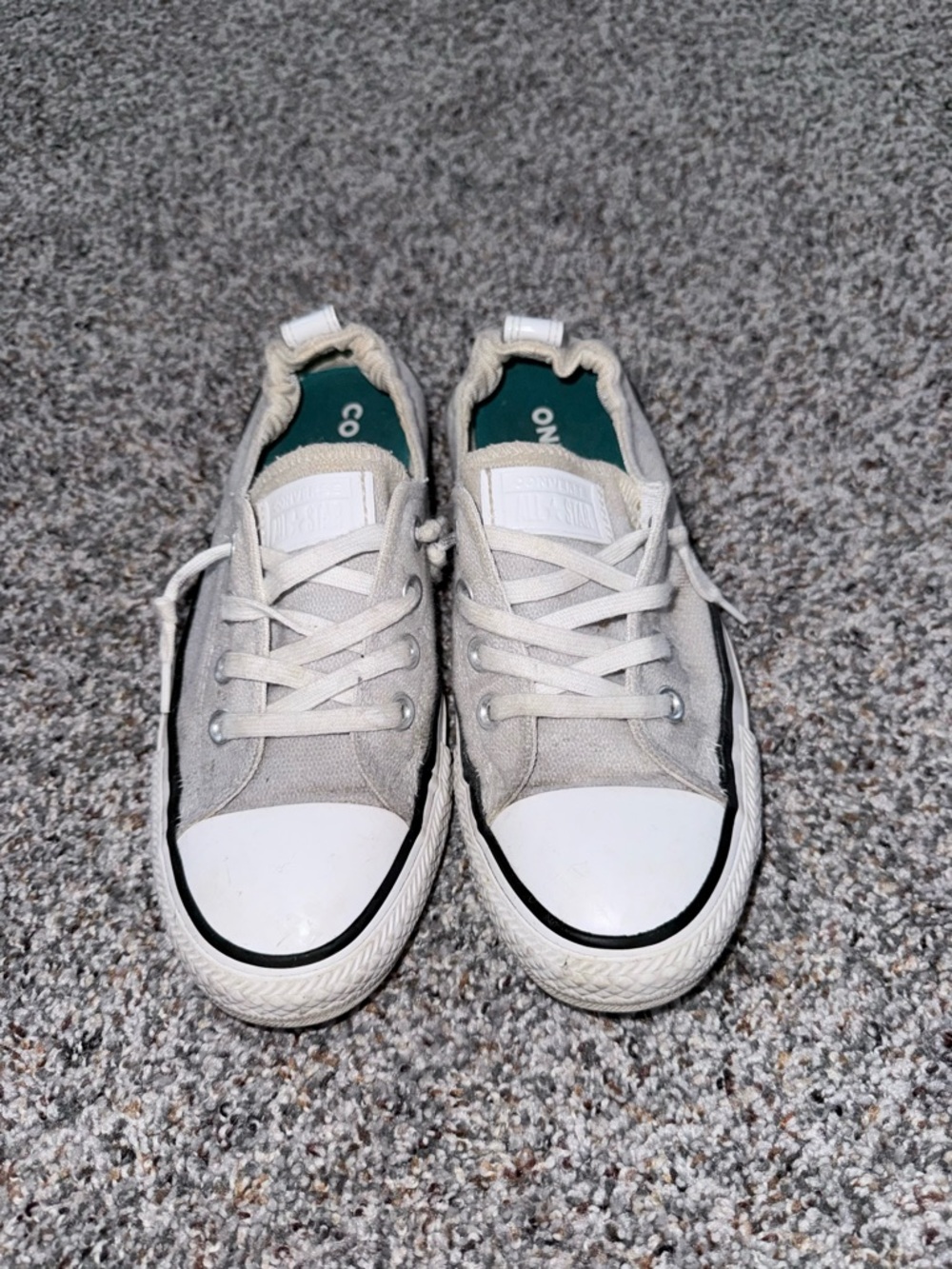 Converse Women’s Low Top Canvas Sneakers in Light Gray/White